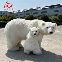 Modèle d'ours polaire grandeur nature, sculpture réaliste en fourrure artificielle pour la décoration extérieure des zoos et parcs à thème