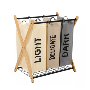 Cesta de lavandería de plástico plegable OEM y ODM de fábrica, cesta de lavandería, 3 compartimentos, tabla de planchar con cesta de lavandería - Product Image 6