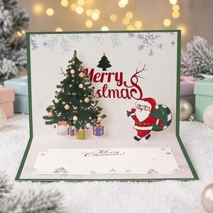Wholesale Luxury Christmas Greeting Gift <b>Paper</b> Cards Custom 3D Pop-up with Offset Printing - Product Image 1