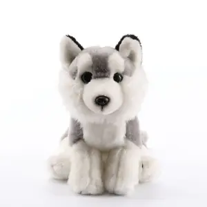 Custom Realistic Cute Sitting Siberian Husky Plush Toy stuffed Dog toy for souvenir