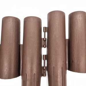 Natural Log-Effect Assembled Installation Interlocking <b>Plastic</b> Garden Fence Decorative Flower Bed Border for Outdoor Landscaping - Product Image 5