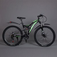 Vélo de montagne tout suspendu 26 pouces 21 vitesses, roues à 10 rayons en alliage et freins à disque doubles, vélo tout-terrain pour adultes