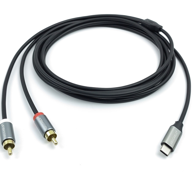 ABCCABLS 3M USB C RCA Audio Cable Type-C 2 Male Y RCA Splitter PVC Jacket Molded 6A Mobile Phones iPhone Compatible
