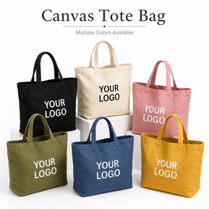 Custom Logo Reusable <b>Canvas</b> <b>Tote</b> Bags Multi Size Durable Cotton Shopping Bags For Wholesale Branded Retail Promotion Gifts - Product Image 1