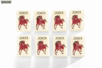 Fichas de Mahjong Acrílicas de Alto Brillo Golden Harvest con Diseño de Flores de las Cuatro Estaciones, Pavo Real, Rana y Joker para Juego Familiar Oriental