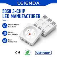 Chip LED SMD 3 en 1 5050RGB de 0.2W, Rojo, Verde y Azul, Tricolor, con Eficiencia de 130lm/W, Ángulo de Visión de 120° para Aplicaciones de Lámparas LED
