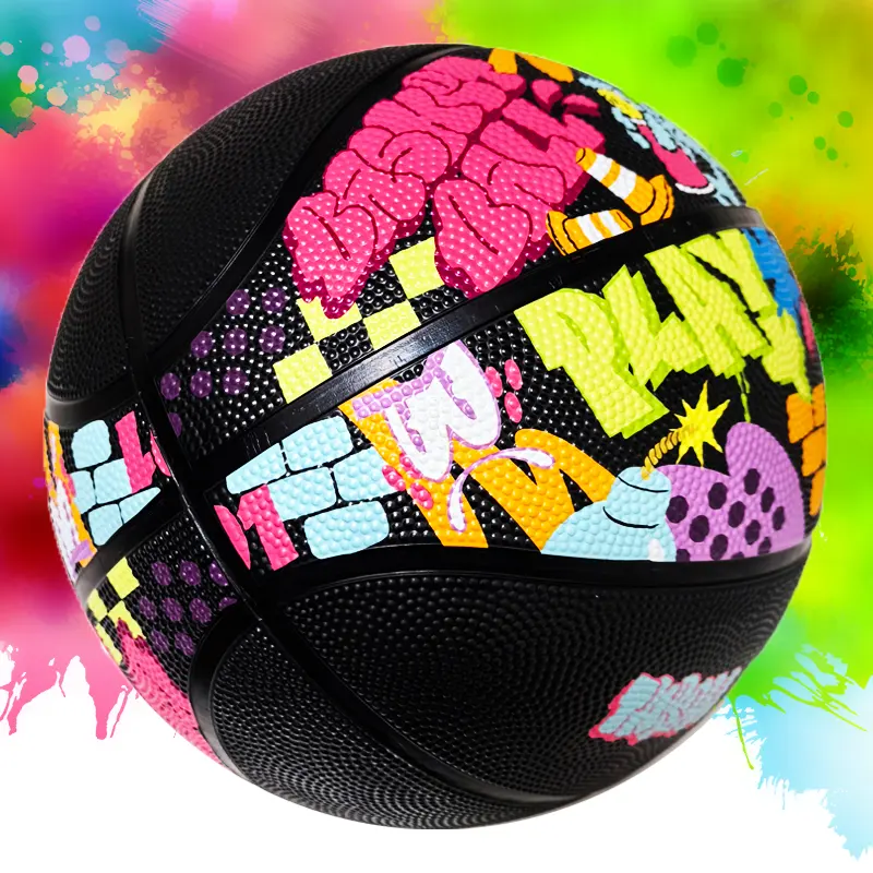 Balón de baloncesto de goma negra fabricante estándares baloncesto Tamaño 7