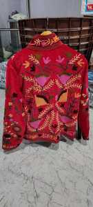 Handmade Suzani Embroidered Knitted Velvet Bomber <b>Jacket</b> Boho Reversible Letter Detail Vintage <b>Hippie</b> Winter Warm Eco-Friendly - Product Image 2