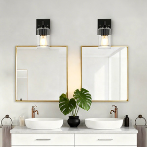 Lampes miroir murales avec abat-jour en verre noir, éclairage minimaliste pour salle de bain, ampoules incandescentes - Product Image 2