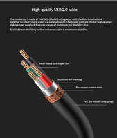 Câble de données USB 2.0 double tête A mâle vers A mâle en cuivre pur noir, prend en charge 2A
