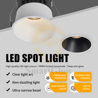 Spot LED encastré dimmable 3W 5W 7W 9W 12W, projecteur LED en aluminium anti-éblouissement COB, spots de plafond sans cadre