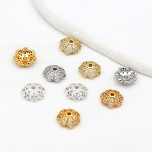 Zircon Flower Holder 14K Gold Plated <b>Copper</b> DIY Jewelry Accessories For <b>Bracelet</b> Making Silver White Gold 18K Gold Flower Shape - Product Image 2