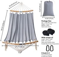 Hamac portable d'extérieur avec sac de transport Sangles d'arbre pour chambre à coucher Patio Hamac double avec barre d'écartement incurvée