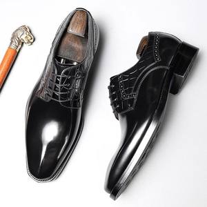 High-End Custom Men's Derby Shoes Top-Grain Leather Casual Breathable Soft-<b>Soled</b> Brogue Detailing - Product Image 3