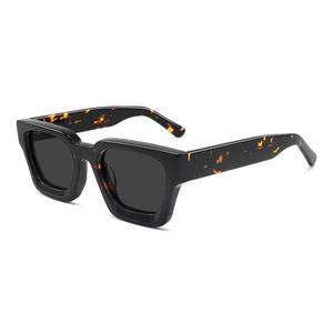 Lunettes de soleil unisexes transfrontalières en acétate, monture carrée noire, verres polarisés TAC UV400 pour la protection solaire, la mode, les voyages et la conduite - Product Image 2