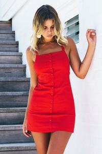 Ropa Deportiva para Mujer, Vestidos Cortos Ajustados Rojos Sexys con Botones en la Parte Delantera para Mujer, Ideales para el Verano y para Salir de Fiesta - Product Image 4