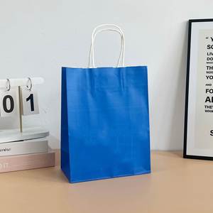 LH Eco-Friendly Handmade Custom Logo Screen Printed Kraft Paper Shopping Bags with Ribbon Handles Low MOQ for Startups - Product Image 1