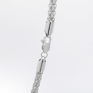 Collar tipo lariat de platino Pt950 blanco de doble cruz estructurada con eslabones de corte cuadrado, pesado, para hombre, accesorio masculino diario. - Product Image 3