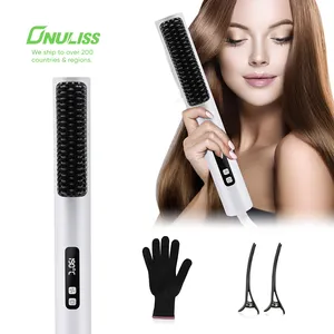 Trending electric Hair Brushes Hot Comb Hair Tools Styling Anti Scald Ceramic Ion Hair Straightener Brush
