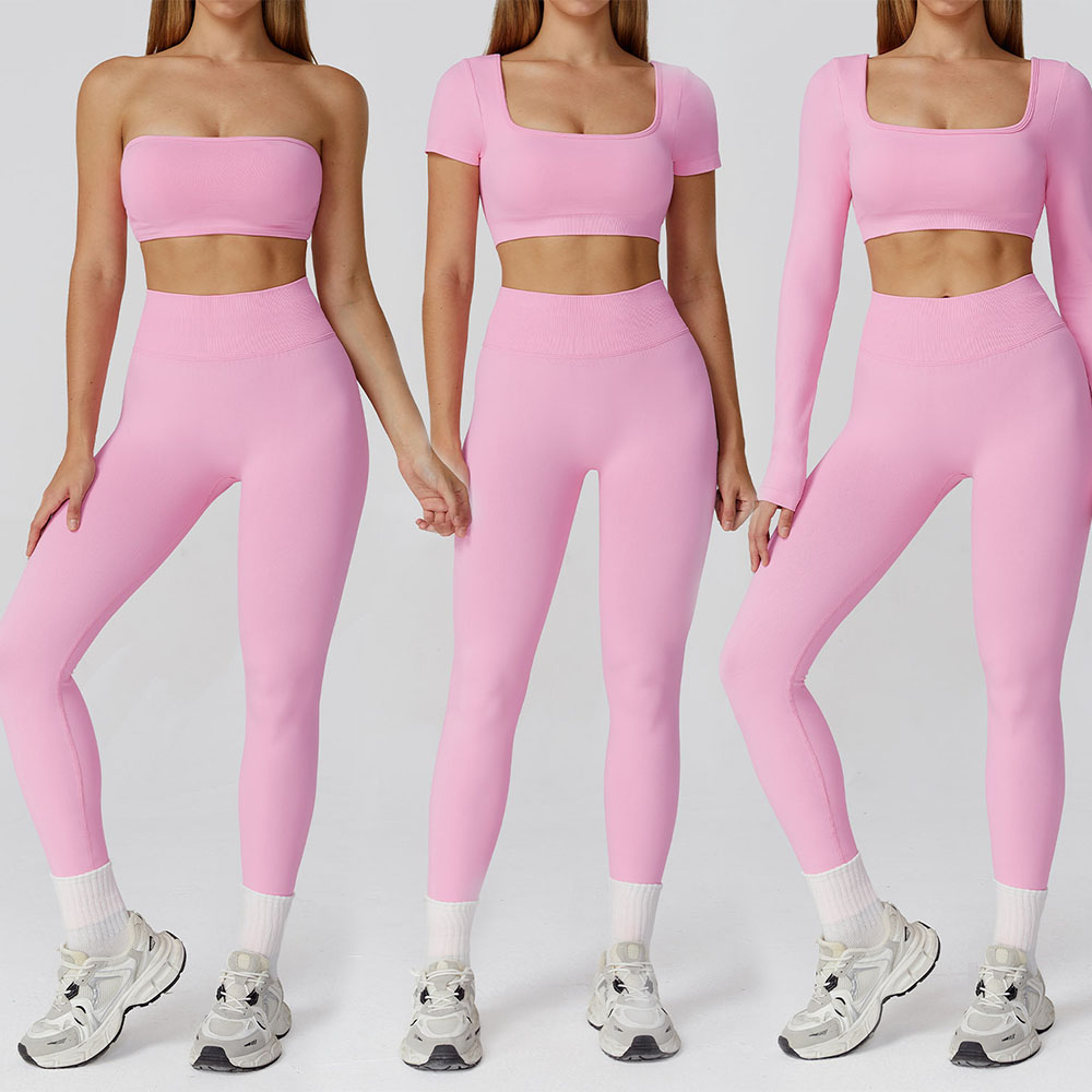 Sports Bra And Legging Butt Lifting Fitness Yoga Sportwear Women Yoga Seamless 5 Piece Scrunch Butt Workout Sets