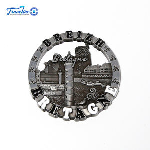 Suvenir perjalanan kreatif Belgia hadiah promosi magnet kulkas kustom lambang 3D berlapis nikel berkilau Aloi seng - Product Image 6