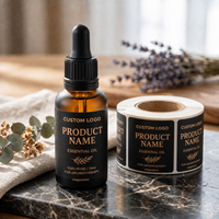 Étiquette autocollante en vinyle imperméable durable noir et or avec logo personnalisé pour produits cosmétiques, étiquette pour shampoing