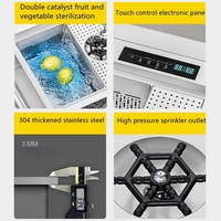Évier de cuisine carré à double bac à ultrasons fait à la main, sous plan, avec égouttoir intelligent en acier inoxydable 304