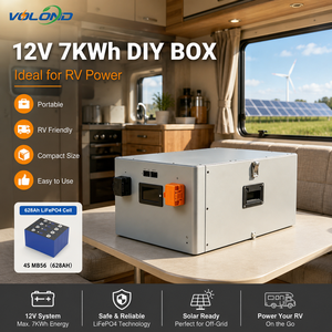 Batería VOLOND 12V 628Ah 7kWh, Kit de Caja Apilable para Sistemas Solares/RV, BMS de 300A, Barra Colectora Flexible de Acero, 4 Celdas - Product Image 3