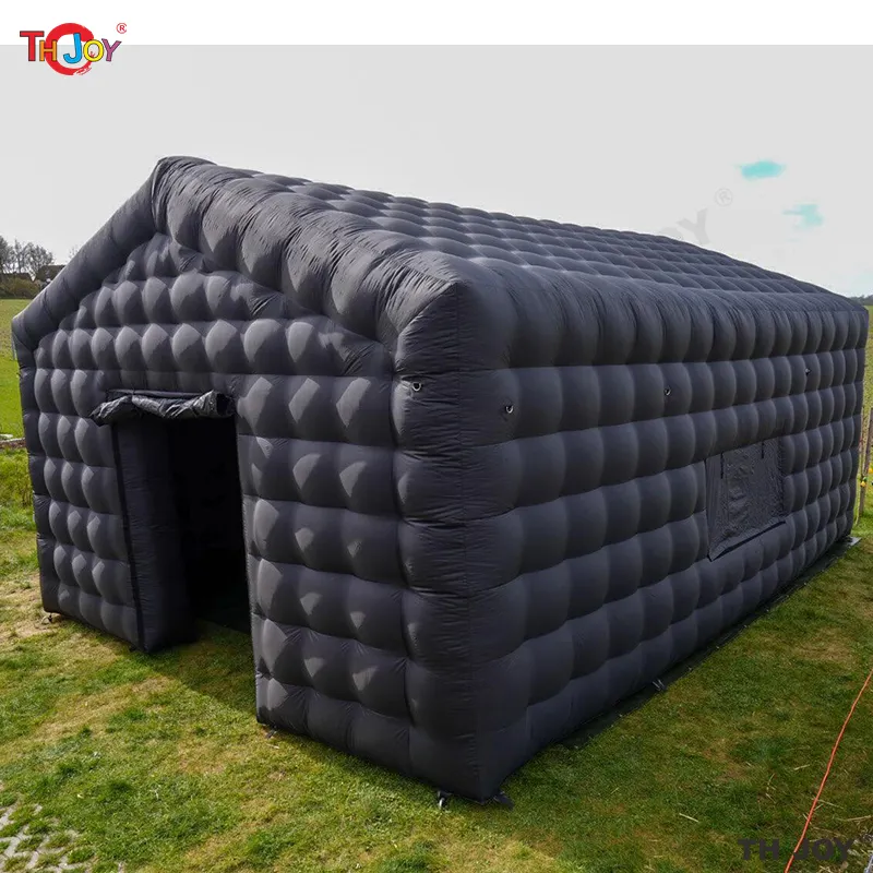 Free Air Shipping Commercial Black Portable LED disco light night club tent Inflatable Cube Party Tent inflatable nightclub