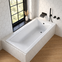 Baignoire autoportante moderne en acrylique 60"x36" (norme nord-américaine) avec jupe simple, idéale pour hôtels et usage personnel
