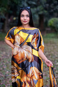 2024 neue Damen Marke Seide Kleid Luxus muslimische lange Robe mit Schal benutzer definierte lässig plus Größe Frauen afrikanischen Kaftan - Product Image 5