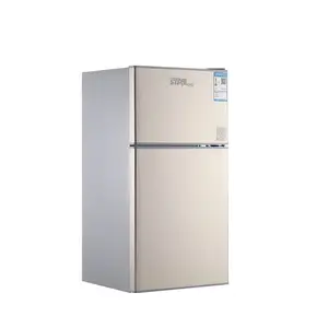 Refrigerador doméstico de 3 portas, refrigerador de 60L, pequeno, com sabor limpo, refrigerado e congelado, porta dupla, com capacidade sólida