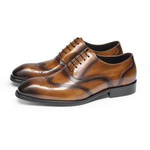 High Quality Classic British Casual Genuine Leather Formal Men's Business Office Oxford Lace-up <b>Pointed</b> Toe Lightweight - Product Image 5