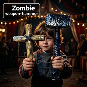 Halloween <strong>Horror</strong> Prop Set Vampire Hunter Stake Medieval Battle Hammer Plastic Vampire Slayer Stake Ancient Hammer Halloween Prop - Product Image 2
