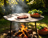 Support de cuisson en fonte à 3 pieds pour poêle hollandaise, plaque de cuisson trépied, diamètre 45 cm, hauteur réglable, dispositif de sécurité anti-flamme pour feu de camp