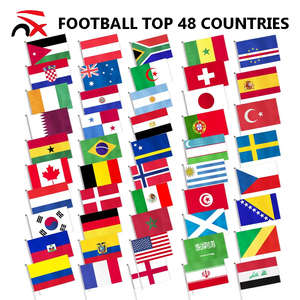 Drapeaux de l'équipe nationale des 48 pays, drapeaux à agiter à la main pour la Coupe de Football 2026, vente en gros de l'usine de drapeaux de Yiwu, Chine, un ensemble de 48 drapeaux. - Product Image 1
