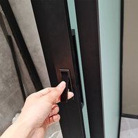 Portes coulissantes en verre encastrées en alliage d'aluminium noir, style moderne, pour bureau, chambre, cuisine, avec garantie de 3 ans