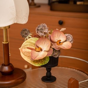 Arreglo de orquídeas artificiales de seda, adorno de escritorio para sala de estar y mesa de comedor, florero decorativo con tulipán y color púrpura - Product Image 2