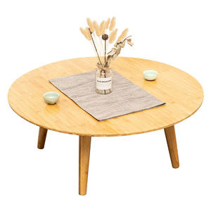 Table de style japonais Tatami, table basse ronde en bois massif, petite table de sol pour la maison, l'étude ou la fenêtre en baie - Product Image 5