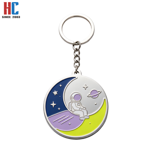 Portachiavi Personalizzato in Lega di Zinco Smaltato a Tema Spaziale: Astronauta, Luna, Razzo, Galassia, Pianeti - Design Cartoon Personalizzabile - Product Image 4