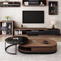 Ensemble de tables basses gigognes rondes en verre et bois, style moderne et luxueux, pour la maison, table centrale, meubles de salon