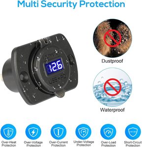 Cargador USB de 12V 30W con PD USB-C y QC 3.0, con Voltímetro LED para <span class=keywords><strong>Barco</strong></span>, Moto, RV - Product Image 6