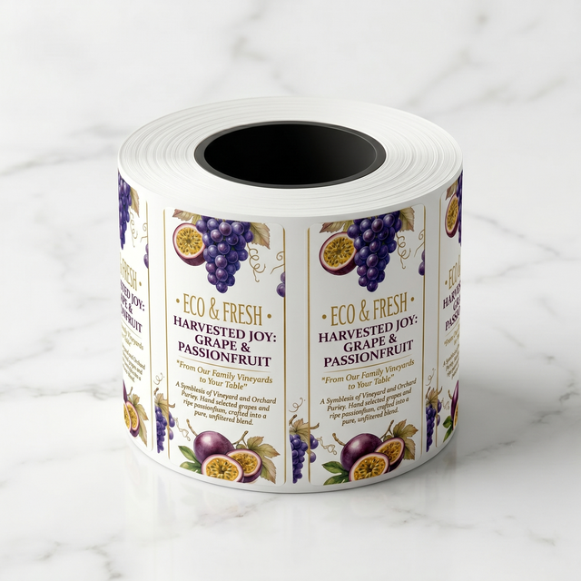Color Printing Adhesive Food Sandwich Sticker Label Custom Food Packaging Sticker Beverage Juice Label Automatic Labeling Roll