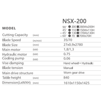 Scie à ruban horizontale NSX-200 pour métaux, machine de découpe de précision industrielle pour tuyaux et barres en acier avec certification CE