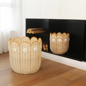 Rattan <b>Storage</b> <b>Basket</b> Circle Shape Eco-Friendly Handmade For Home Decor Toy <b>Storage</b> - Product Image 3