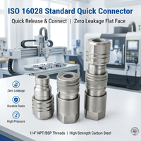 Connecteur de tuyau hydraulique à déconnexion rapide Naiwo avec joints et filetage 1/4" NPT/BSP ISO 16028 en acier au carbone pour équipement mécanique