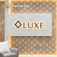 Enseigne de salon de beauté SPA et panneaux de réception, lettres en métal miroir doré, logo de marque 3D LED rétroéclairé pour entreprise