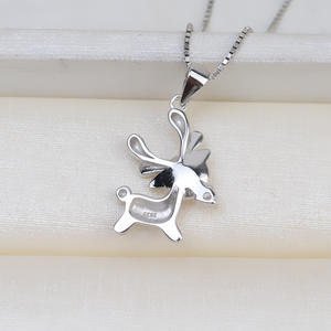 Colgante de Plata S925 con Diseño de Astas de Ciervo y Perla de 8-9 mm, Accesorio para Mujer, Producción DIY, Colgante para el Cabello, Componentes de Joyería-1792 - Product Image 3