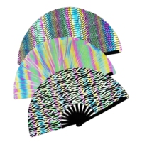 Nouveau ventilateur à main holographique grand ventilateur de fantaisie fluide ventilateur à main irisé Original pour festival de musique