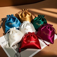 Top qualité impression personnalisée Logo pochette soie Satin tissu cordon poussière Lingerie sacs à main sac Satin cheveux cosmétique bijoux pochette sac